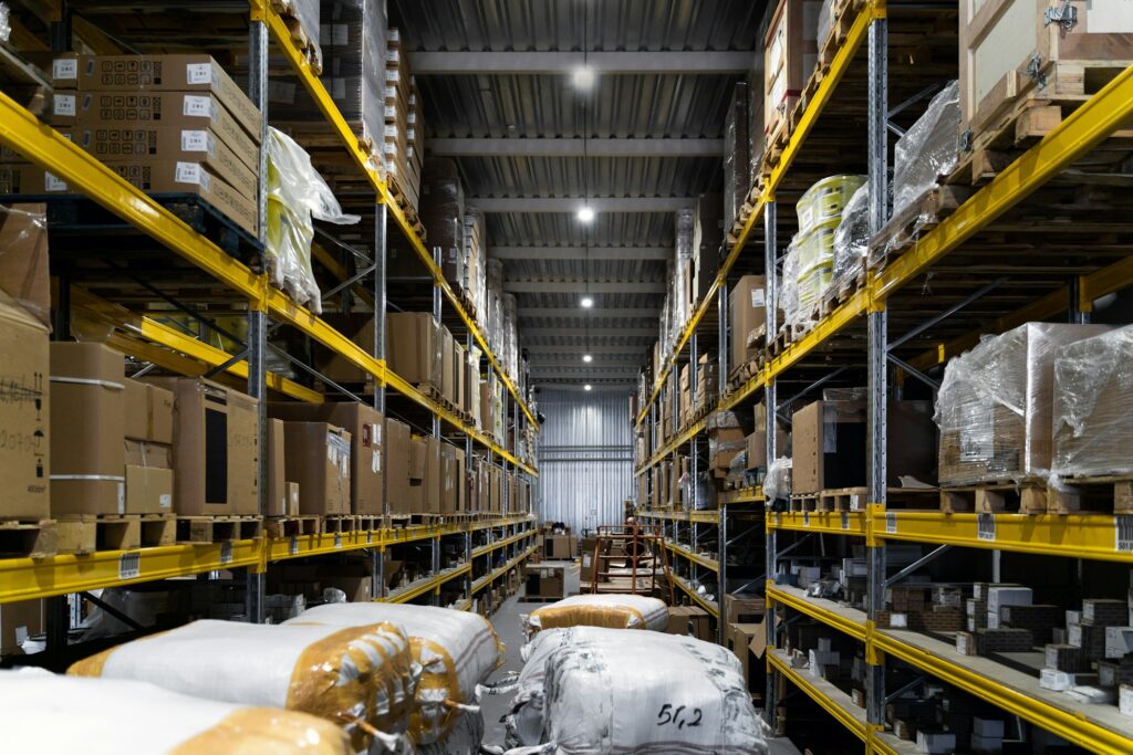 Interior of a modern warehouse storage of retail shop